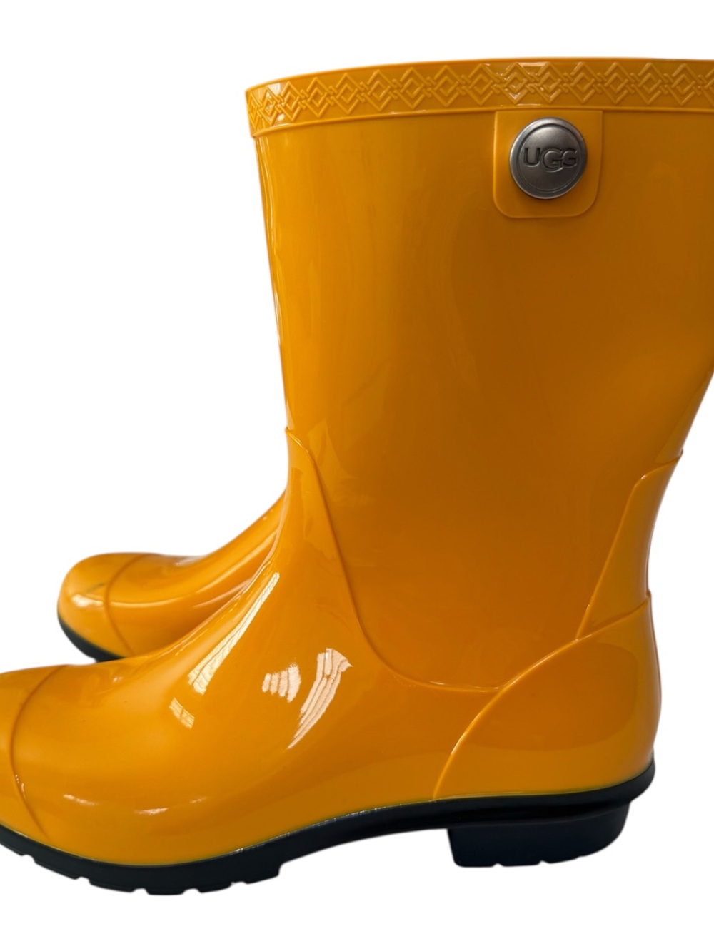 UGG Sienna Rain Boots Yellow Gloss Waterproof Rubber Calf Sz 9 - Picture 5 of 12